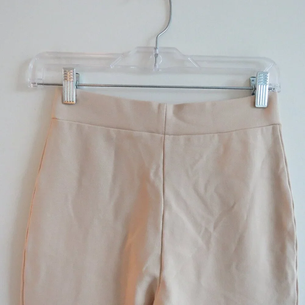 AARON & AMBER Tan Beige Split Hem Ponte Knit Stretch Pants - Women's Size S - Picture 10 of 14